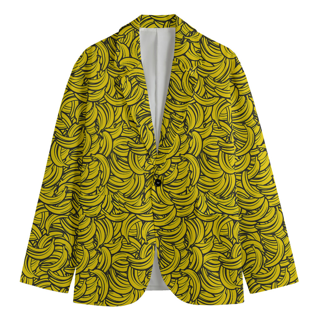 Yellow Banana Pattern Print Men's Cotton Blazer