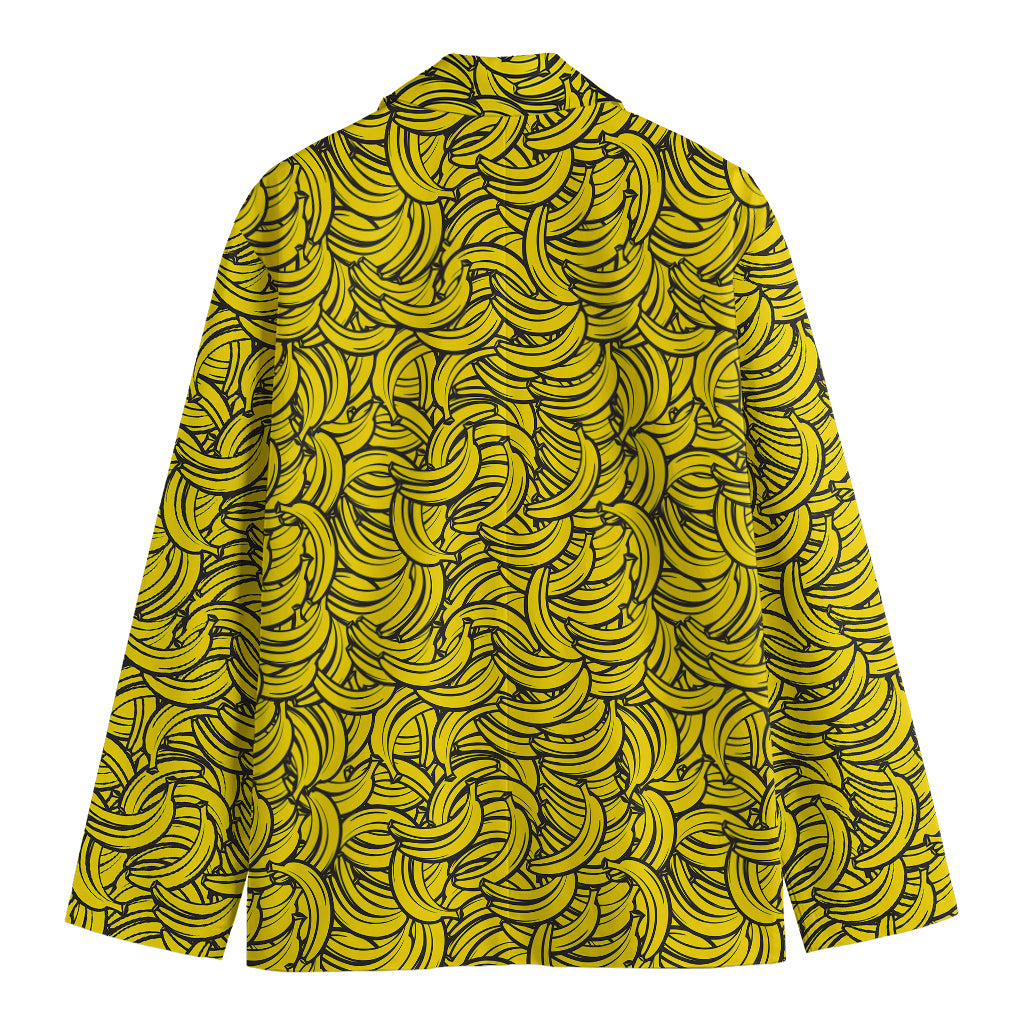 Yellow Banana Pattern Print Men's Cotton Blazer