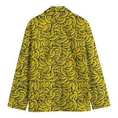 Yellow Banana Pattern Print Men's Cotton Blazer