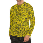 Yellow Banana Pattern Print Men's Long Sleeve Rash Guard