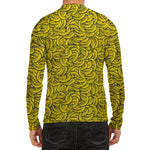 Yellow Banana Pattern Print Men's Long Sleeve Rash Guard