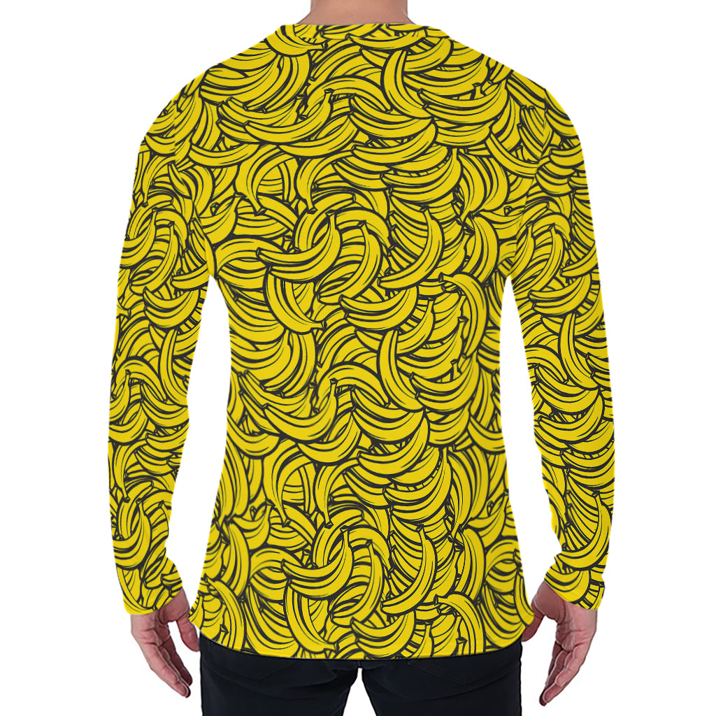 Yellow Banana Pattern Print Men's Long Sleeve T-Shirt