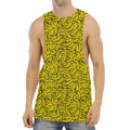 Yellow Banana Pattern Print Men's Muscle Tank Top