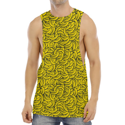 Yellow Banana Pattern Print Men's Muscle Tank Top