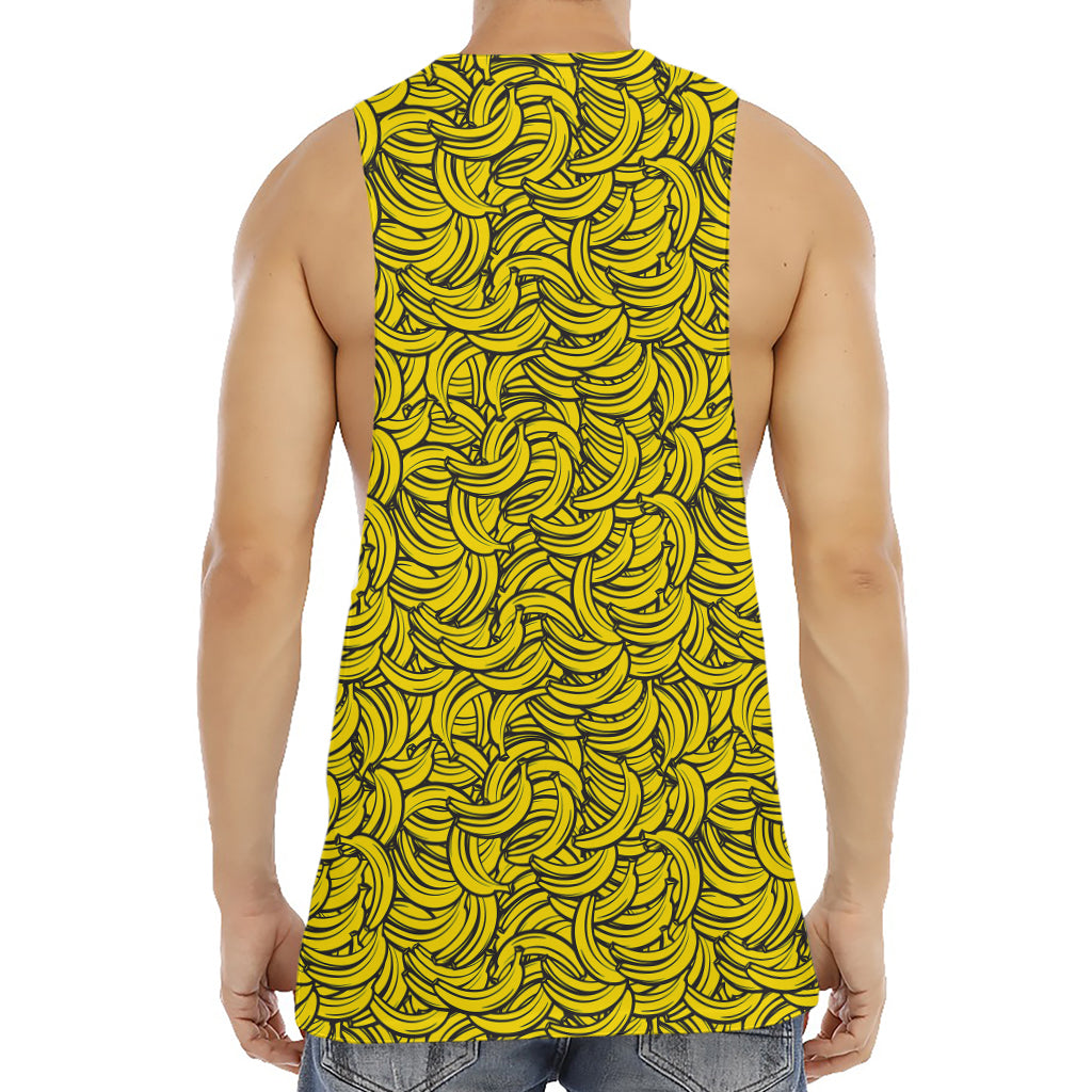 Yellow Banana Pattern Print Men's Muscle Tank Top