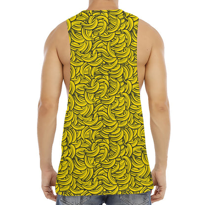 Yellow Banana Pattern Print Men's Muscle Tank Top