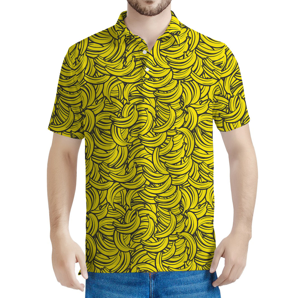 Yellow Banana Pattern Print Men's Polo Shirt