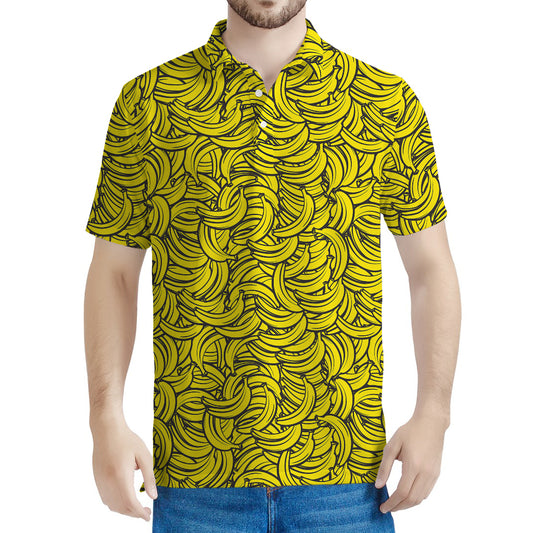 Yellow Banana Pattern Print Men's Polo Shirt