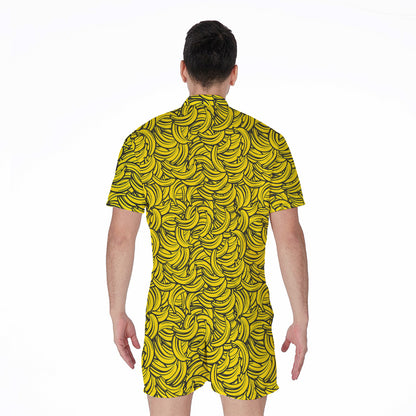 Yellow Banana Pattern Print Men's Rompers