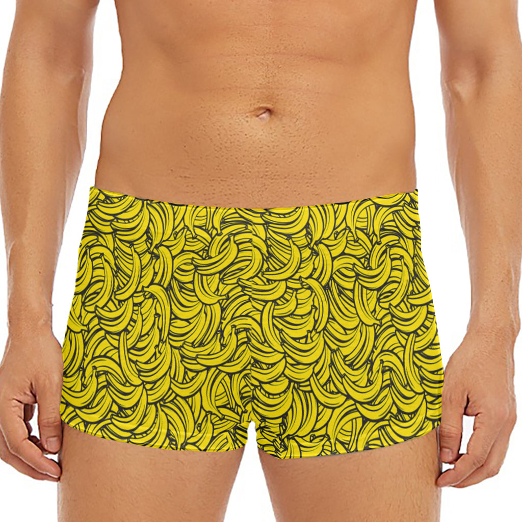 Yellow Banana Pattern Print Men's Short Boxer Briefs