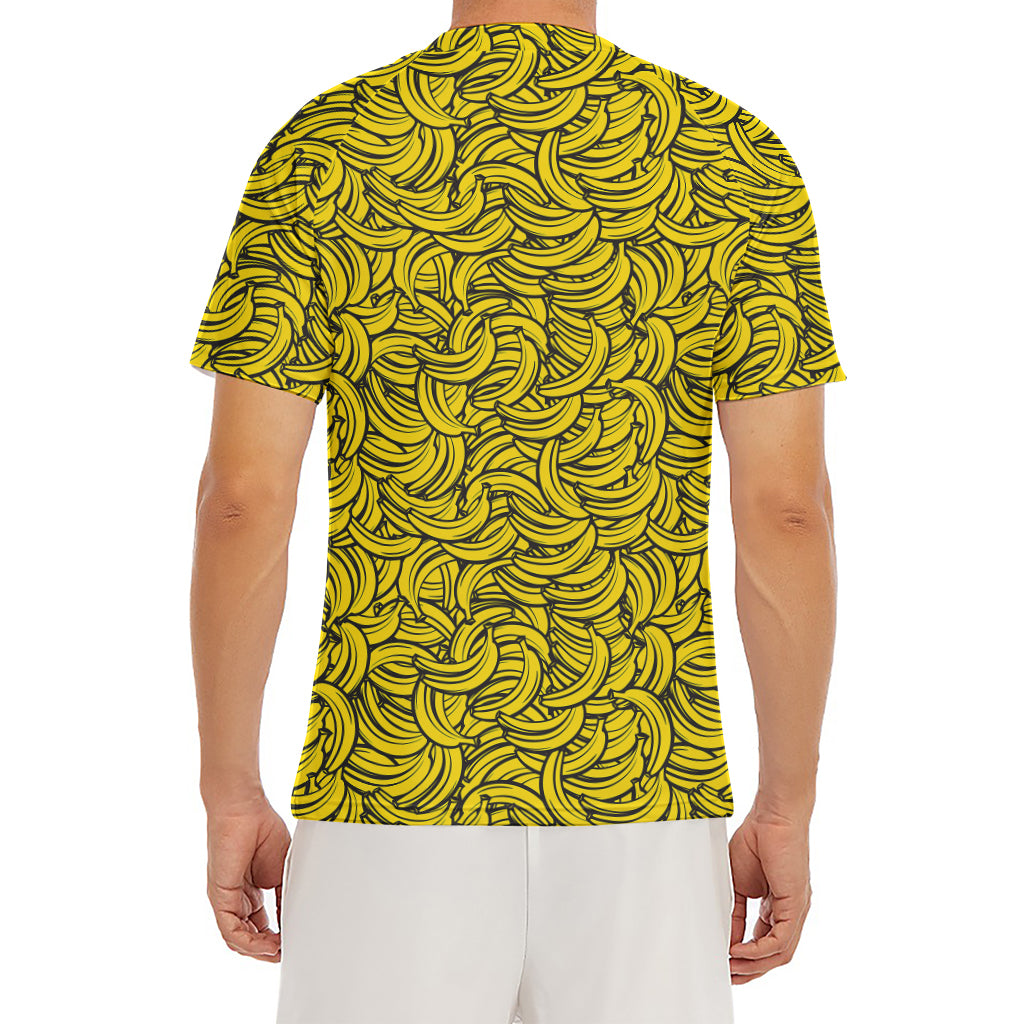 Yellow Banana Pattern Print Men's Short Sleeve Rash Guard