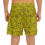 Yellow Banana Pattern Print Men's Split Running Shorts