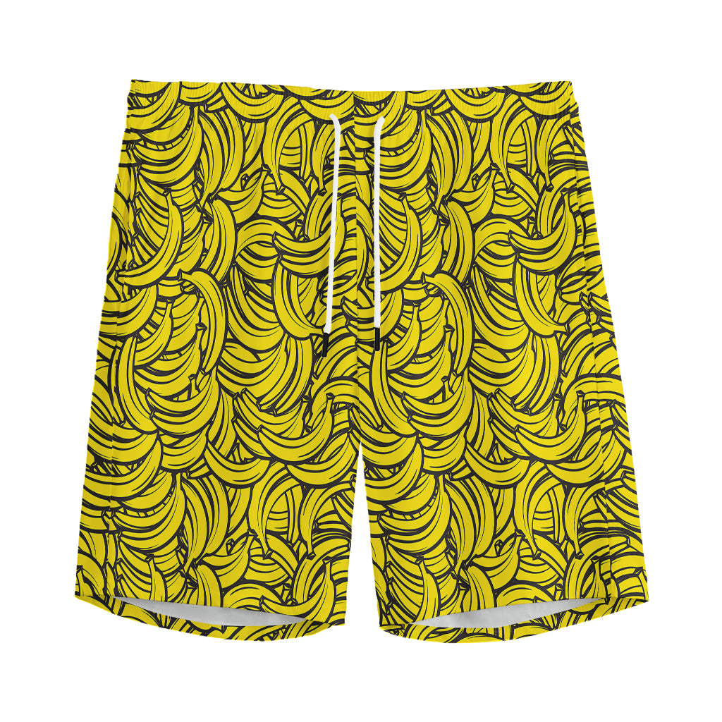 Yellow Banana Pattern Print Men's Sports Shorts