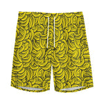 Yellow Banana Pattern Print Men's Sports Shorts