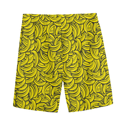 Yellow Banana Pattern Print Men's Sports Shorts