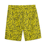 Yellow Banana Pattern Print Men's Sports Shorts