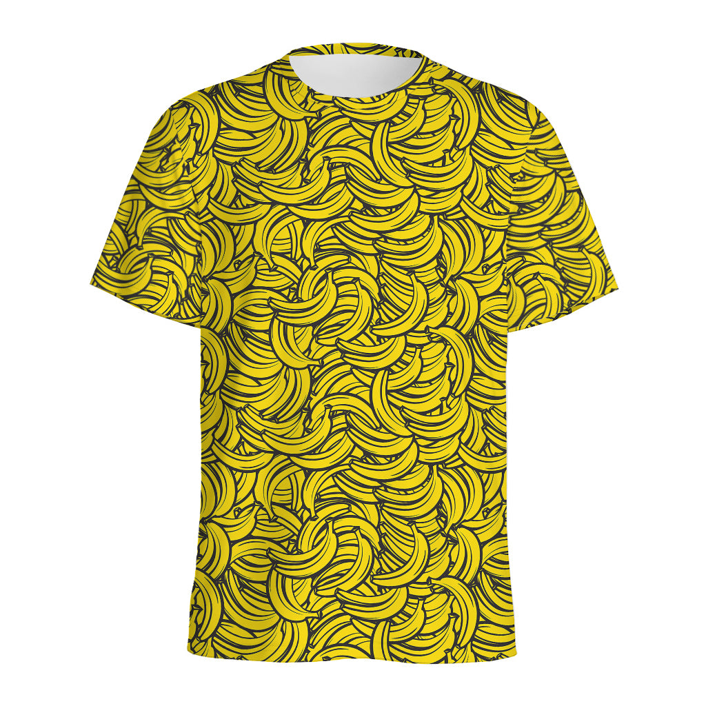Yellow Banana Pattern Print Men's Sports T-Shirt