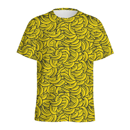 Yellow Banana Pattern Print Men's Sports T-Shirt