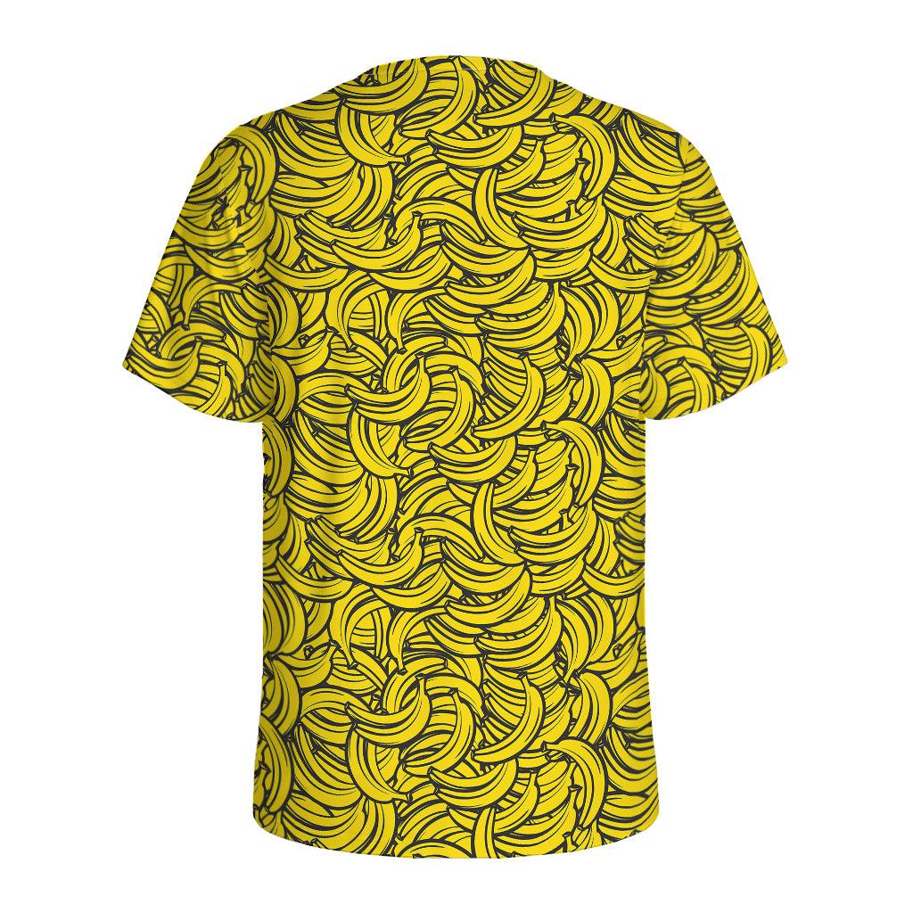 Yellow Banana Pattern Print Men's Sports T-Shirt