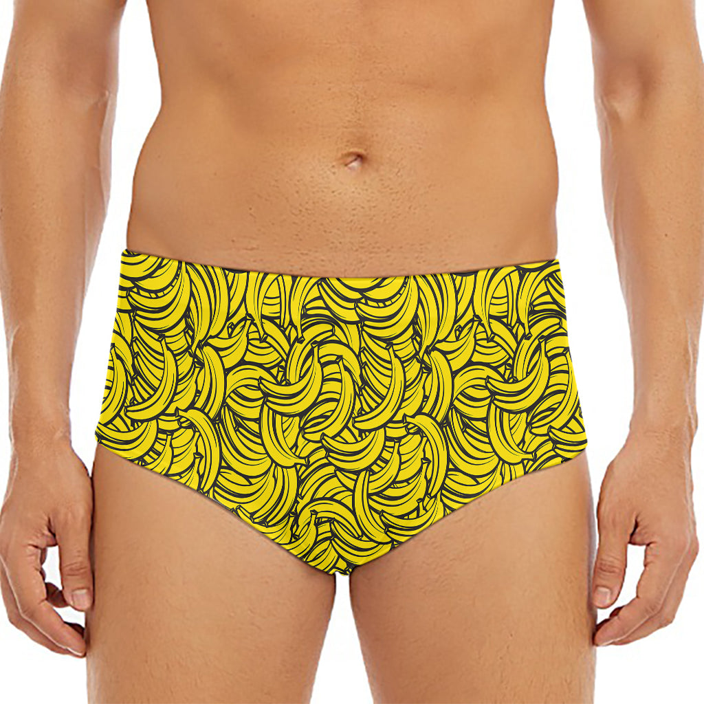 Yellow Banana Pattern Print Men's Triangle Swim Briefs