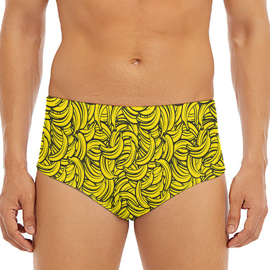 Yellow Banana Pattern Print Men's Triangle Swim Briefs