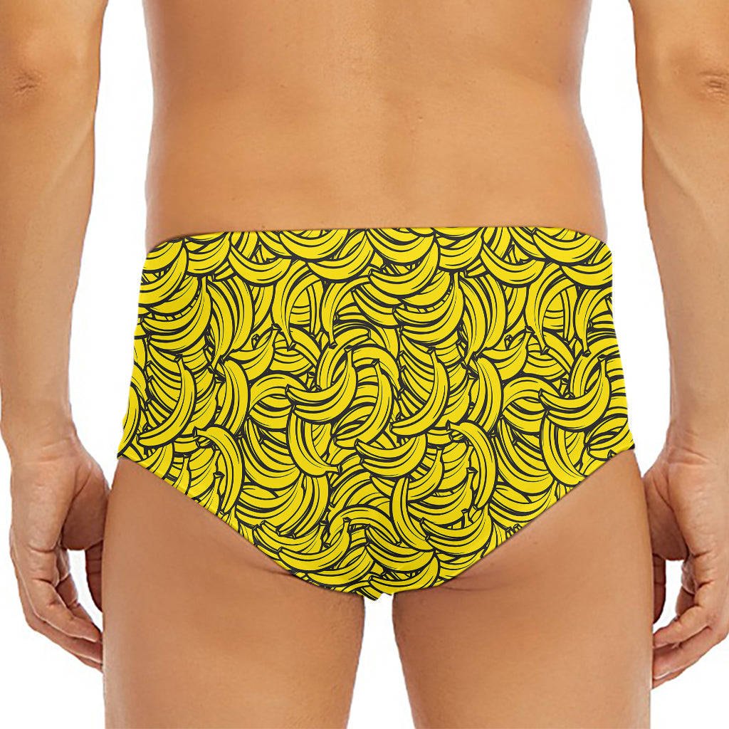Yellow Banana Pattern Print Men's Triangle Swim Briefs