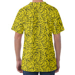 Yellow Banana Pattern Print Men's Velvet T-Shirt