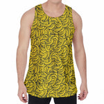 Yellow Banana Pattern Print Men's Velvet Tank Top