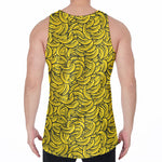 Yellow Banana Pattern Print Men's Velvet Tank Top