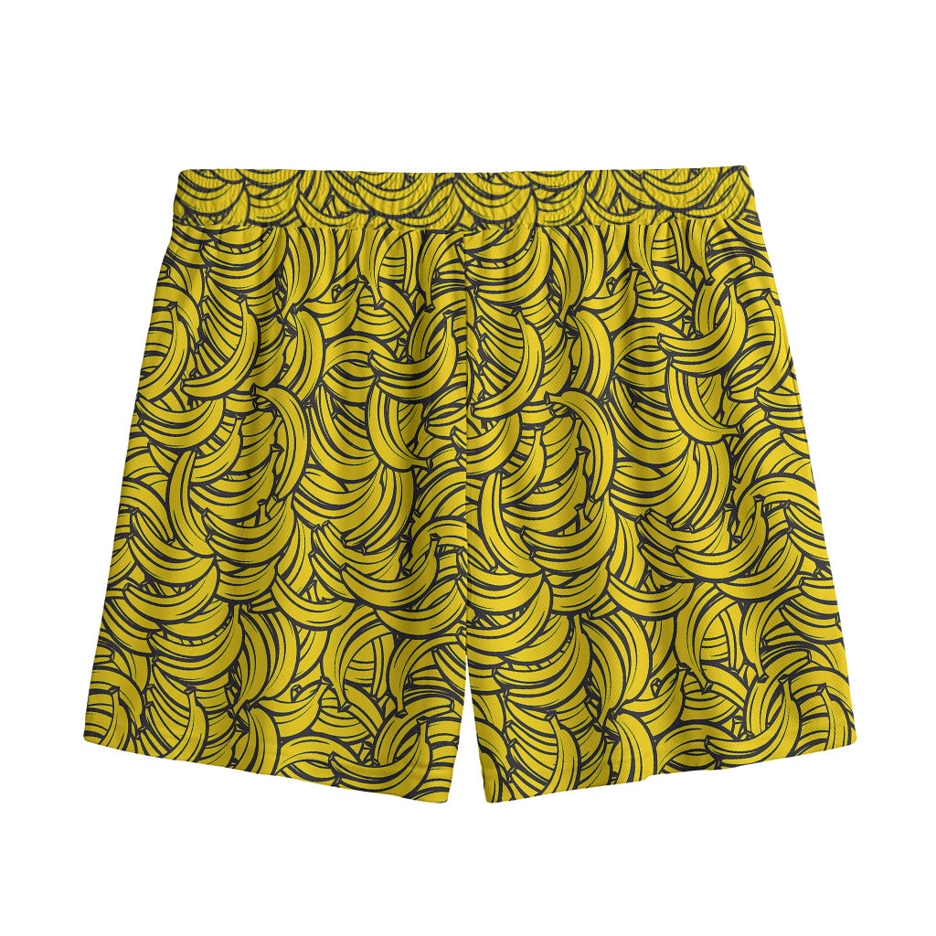 Yellow Banana Pattern Print Mesh Shorts