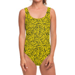 Yellow Banana Pattern Print One Piece Swimsuit