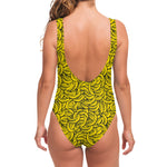 Yellow Banana Pattern Print One Piece Swimsuit