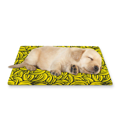 Yellow Banana Pattern Print Pet Cooling Mat Cover