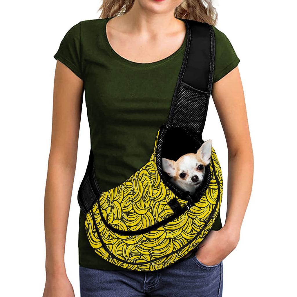 Yellow Banana Pattern Print Pet Sling Carrier