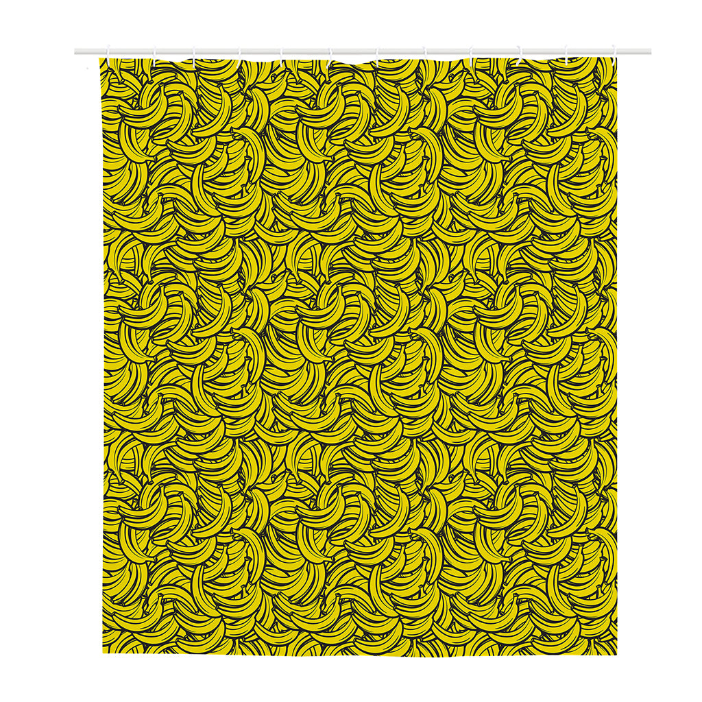 Yellow Banana Pattern Print Polyester Shower Curtain