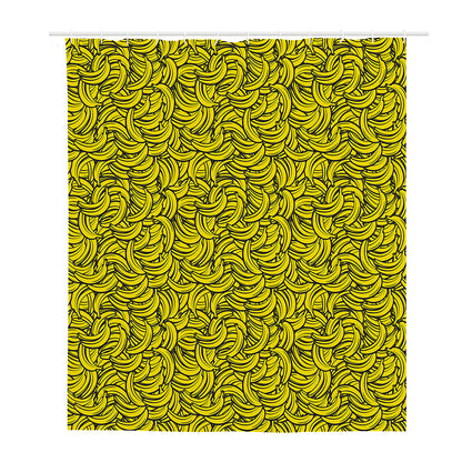 Yellow Banana Pattern Print Polyester Shower Curtain