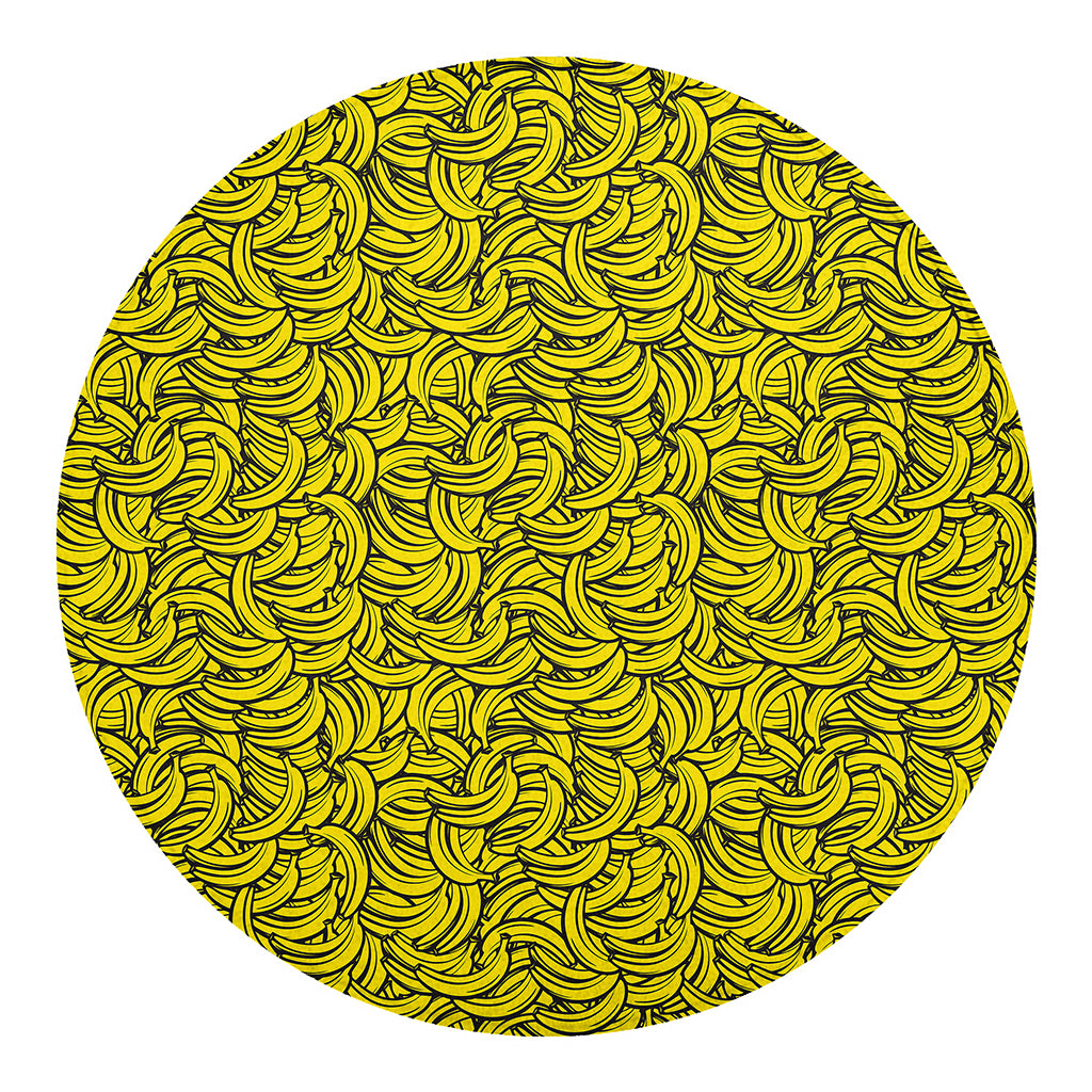 Yellow Banana Pattern Print Round Blanket