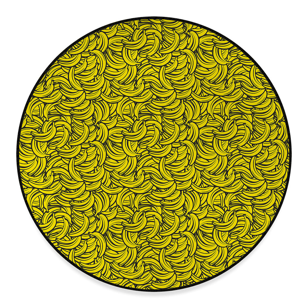Yellow Banana Pattern Print Round Floor Mat