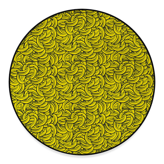 Yellow Banana Pattern Print Round Floor Mat