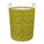 Yellow Banana Pattern Print Round Laundry Basket