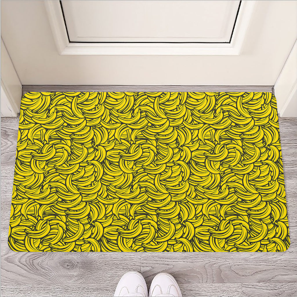 Yellow Banana Pattern Print Rubber Doormat