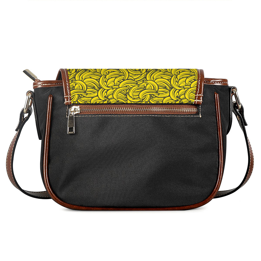 Yellow Banana Pattern Print Saddle Bag