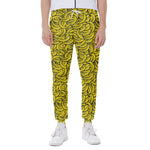 Yellow Banana Pattern Print Scuba Joggers