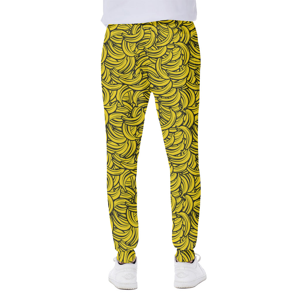 Yellow Banana Pattern Print Scuba Joggers