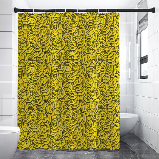 Yellow Banana Pattern Print Shower Curtain