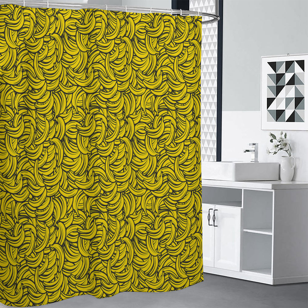 Yellow Banana Pattern Print Shower Curtain