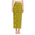 Yellow Banana Pattern Print Side Slit Maxi Skirt