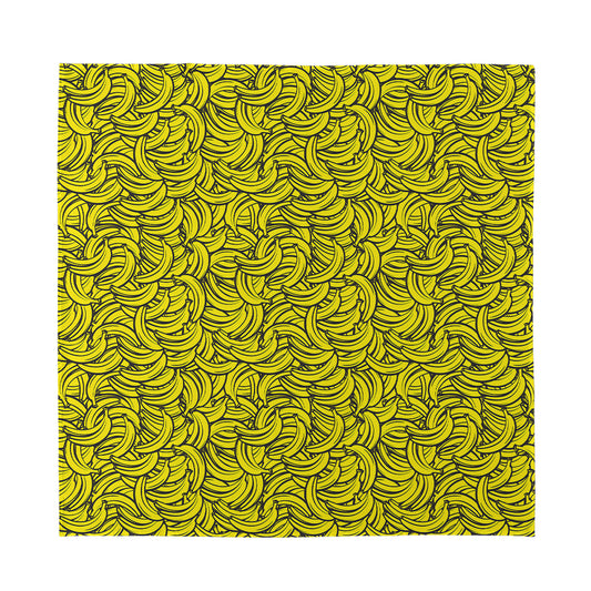 Yellow Banana Pattern Print Silk Bandana