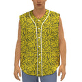 Yellow Banana Pattern Print Sleeveless Baseball Jersey