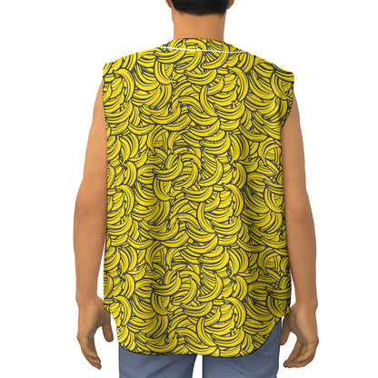 Yellow Banana Pattern Print Sleeveless Baseball Jersey